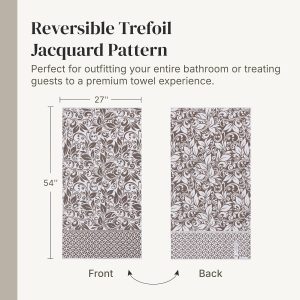 Modern Threads 6 Piece Bath Towel Set – Bathroom Set with 2 Bath Towels, 2 Hand Towels, and 2 Wash Cloths – 100% Cotton, Super Absorbent & Extra Soft – Reversible Botanical Vine (Taupe Brown) - Image 4