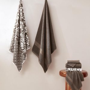 Modern Threads 6 Piece Bath Towel Set – Bathroom Set with 2 Bath Towels, 2 Hand Towels, and 2 Wash Cloths – 100% Cotton, Super Absorbent & Extra Soft – Reversible Botanical Vine (Taupe Brown) - Image 5