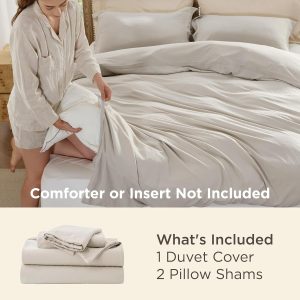 Bedsure Prewashed Duvet Cover King, Cotton-Like Soft Bedding Set, Linen Ultra Soft, Relaxed Texture, 104"x90" Breathable Comfort, Hidden Zipper, 8 Corner Ties, Easy Care, OEKO-TEX, Year-Round Use - Image 2