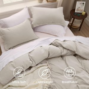 Bedsure Prewashed Duvet Cover King, Cotton-Like Soft Bedding Set, Linen Ultra Soft, Relaxed Texture, 104"x90" Breathable Comfort, Hidden Zipper, 8 Corner Ties, Easy Care, OEKO-TEX, Year-Round Use - Image 5