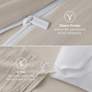 Bedsure Prewashed Duvet Cover King, Cotton-Like Soft Bedding Set, Linen Ultra Soft, Relaxed Texture, 104"x90" Breathable Comfort, Hidden Zipper, 8 Corner Ties, Easy Care, OEKO-TEX, Year-Round Use - Image 6