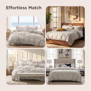 Bedsure Prewashed Duvet Cover King, Cotton-Like Soft Bedding Set, Linen Ultra Soft, Relaxed Texture, 104"x90" Breathable Comfort, Hidden Zipper, 8 Corner Ties, Easy Care, OEKO-TEX, Year-Round Use - Image 7