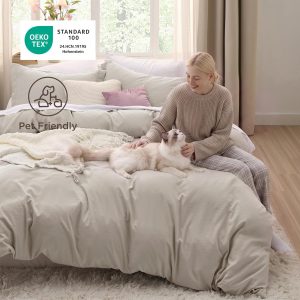 Bedsure Prewashed Duvet Cover King, Cotton-Like Soft Bedding Set, Linen Ultra Soft, Relaxed Texture, 104"x90" Breathable Comfort, Hidden Zipper, 8 Corner Ties, Easy Care, OEKO-TEX, Year-Round Use - Image 8