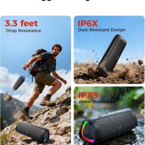 Bluetooth Speaker, 20W HD Sound, Portable Wireless, IPX5 Waterproof, Up to 24H Playtime, TWS Pairing, for Home/Party/Outdoor/Camping/Beach Essentials, Electronic Gadgets, Birthday Gift (Black) - Image 3