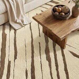 5x7 Area Rug for Living Room, Washable Cream Brown Bedroom Rug Washable Modern Minimalist Rug for Bedroom, Living Room, and Office with Abstract Stripes and Non-Slip Backing - Image 7