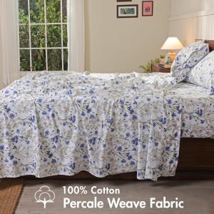 RUVANTI 100% Cotton Queen Sheets, Percale Queen Sheet Set, Sweet Pea 4 Piece Set, 16" Deep Pocket, Crisp & Cooling, Soft & Breathable, Fresh Feel, Durable Hotel-Style for Year-Round Comfort - Image 2