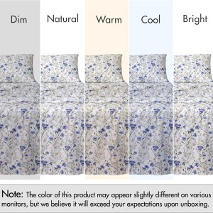 RUVANTI 100% Cotton Queen Sheets, Percale Queen Sheet Set, Sweet Pea 4 Piece Set, 16" Deep Pocket, Crisp & Cooling, Soft & Breathable, Fresh Feel, Durable Hotel-Style for Year-Round Comfort - Image 5