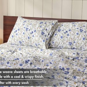 RUVANTI 100% Cotton Queen Sheets, Percale Queen Sheet Set, Sweet Pea 4 Piece Set, 16" Deep Pocket, Crisp & Cooling, Soft & Breathable, Fresh Feel, Durable Hotel-Style for Year-Round Comfort - Image 6