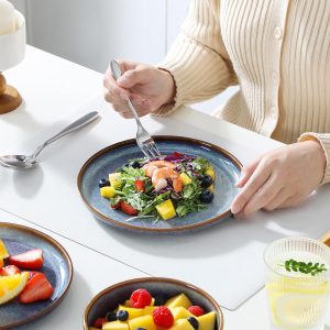 vancasso PLAYA Plates and Bowls Sets, 12 Pieces Grey-Blue Dinnerware Sets for Kitchen, Reactive Glaze Dishes Set for 4, Dishwasher and Microwave Safe - Image 4