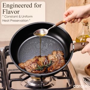 CAROTE 21pcs Pots and Pans Set Non Stick, Detachable Handle Cookware, Black Induction Compatible, Dishwasher & Oven Safe, Kitchen Organization, Cooking Set for Camping/RV/Traveling, House Warming Gift - Image 7